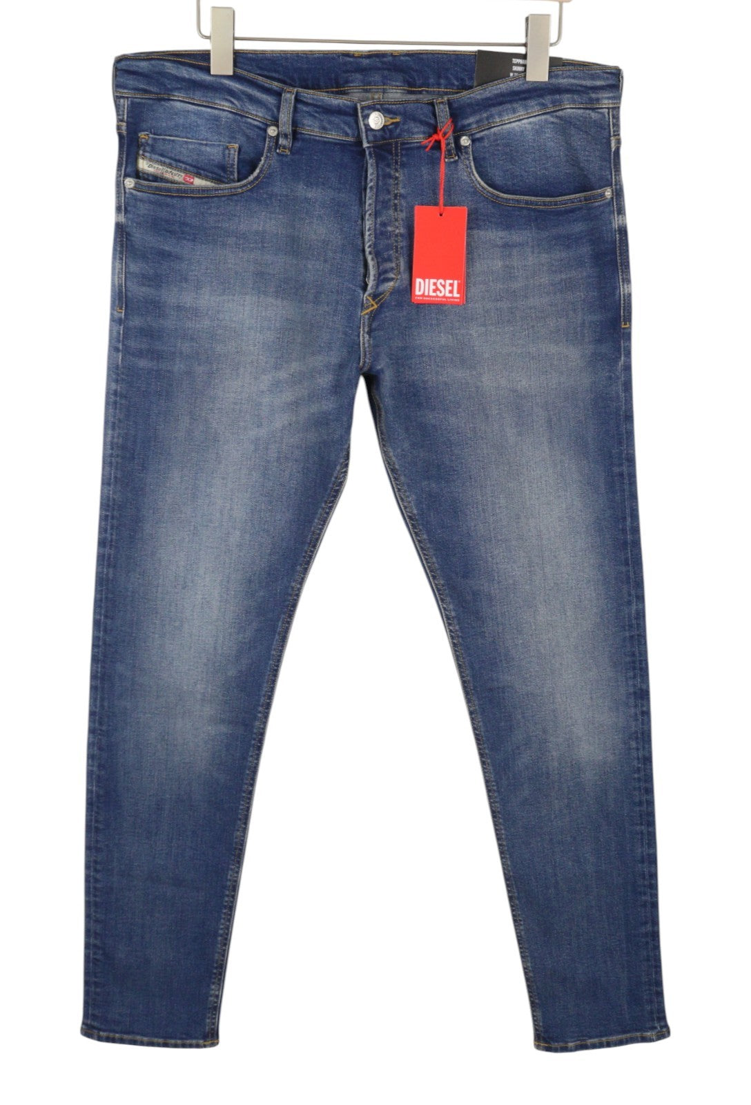 DIESEL Tepphar RB105 Men Jeans W36/L34 Blue Whiskers Faded Slim Fit RRP175