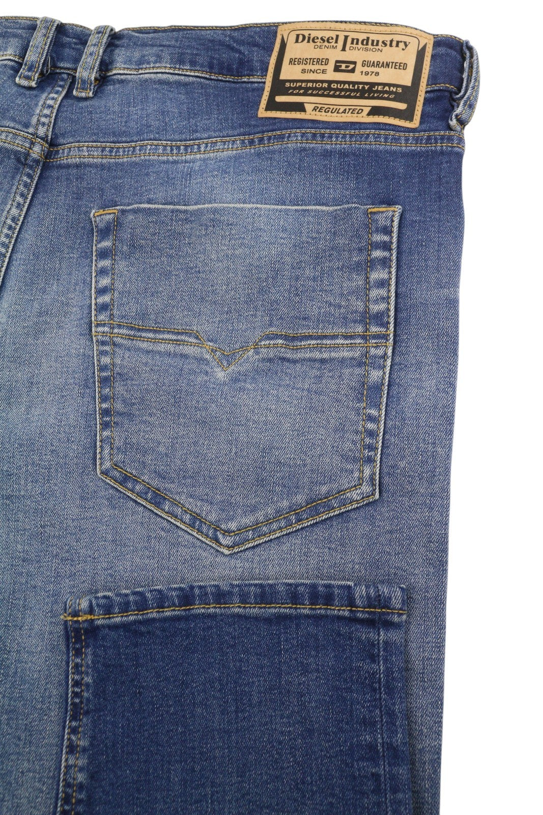 DIESEL Tepphar RB105 Men Jeans W36/L34 Blue Whiskers Faded Slim Fit RRP175