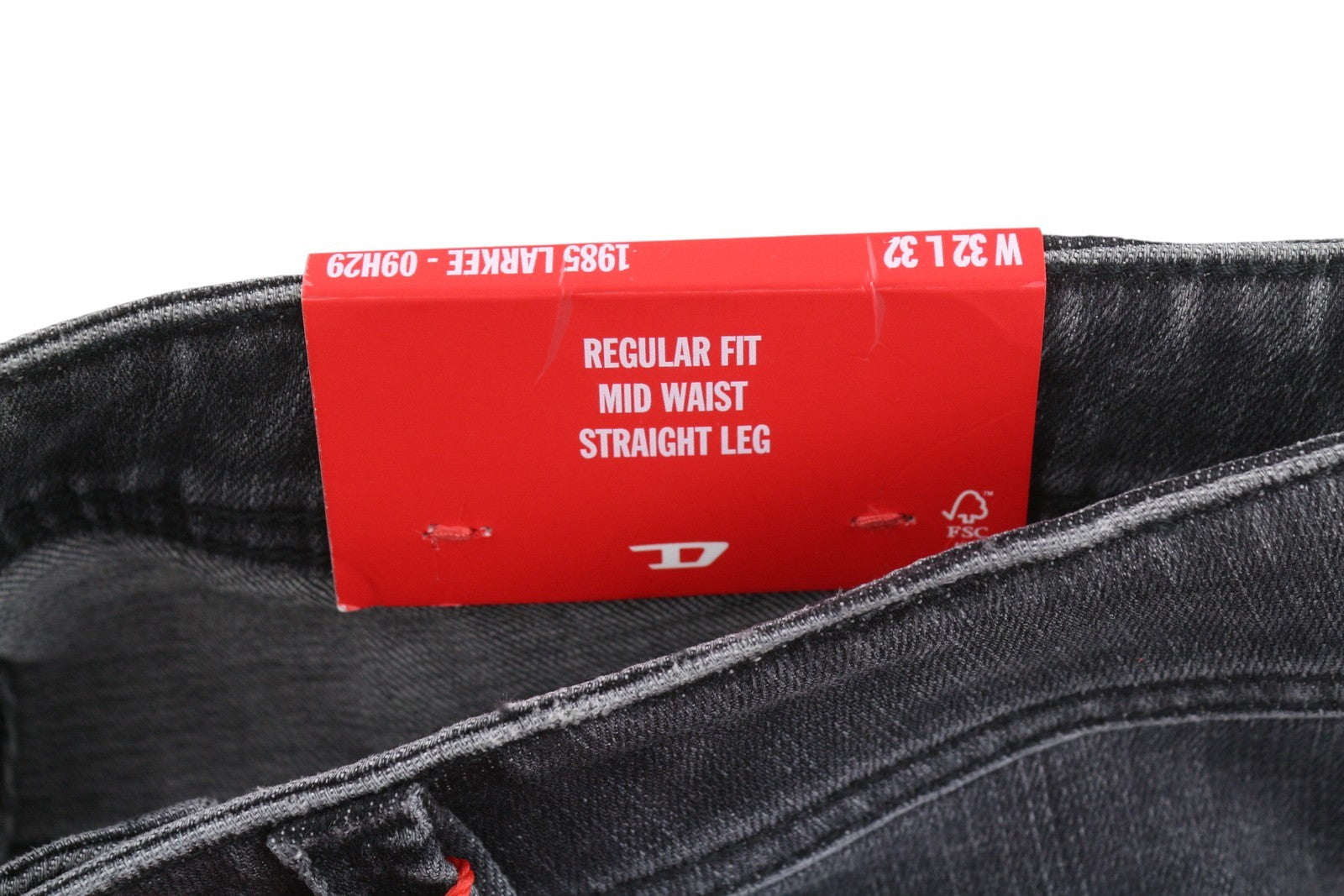 DIESEL 1985 Larkee 09H29 Men Jeans W32/L32 Black Faded Regular Straight Fit
