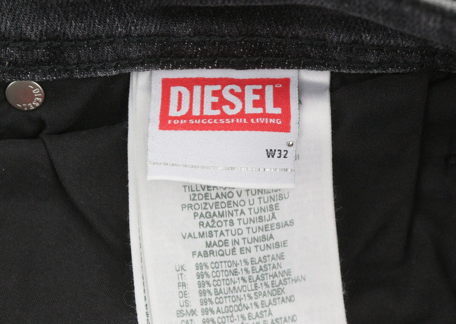 DIESEL 1985 Larkee 09H29 Men Jeans W32/L32 Black Faded Regular Straight Fit