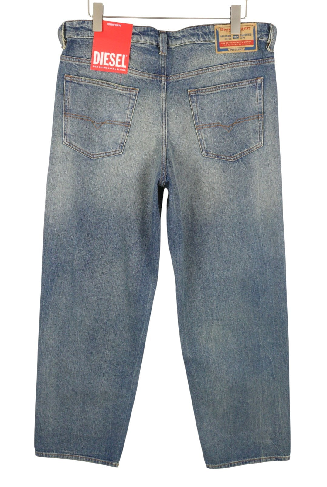 DIESEL 2001 D-Macro 0CLBB Men Jeans W34/L34 Blue Relaxed Fit Wide Leg Low RRP195