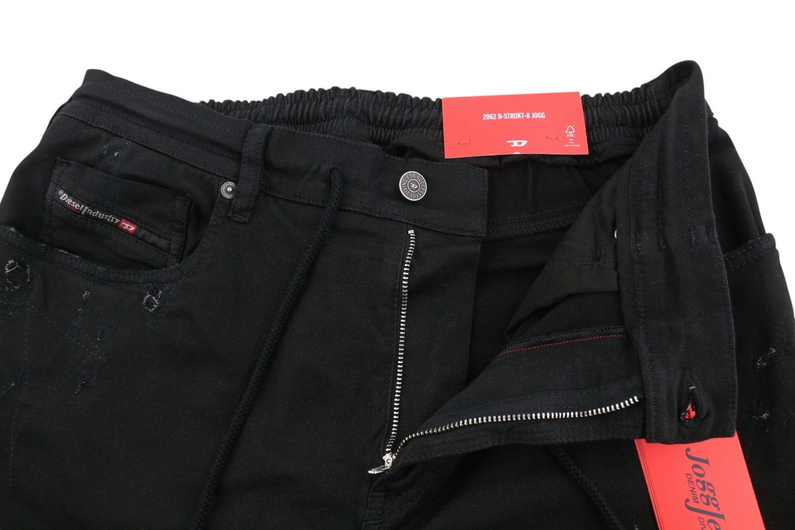 DIESEL 2062 D-Strukt-B Jogg 068QU Men Jeans W38 Black Distress RRP295