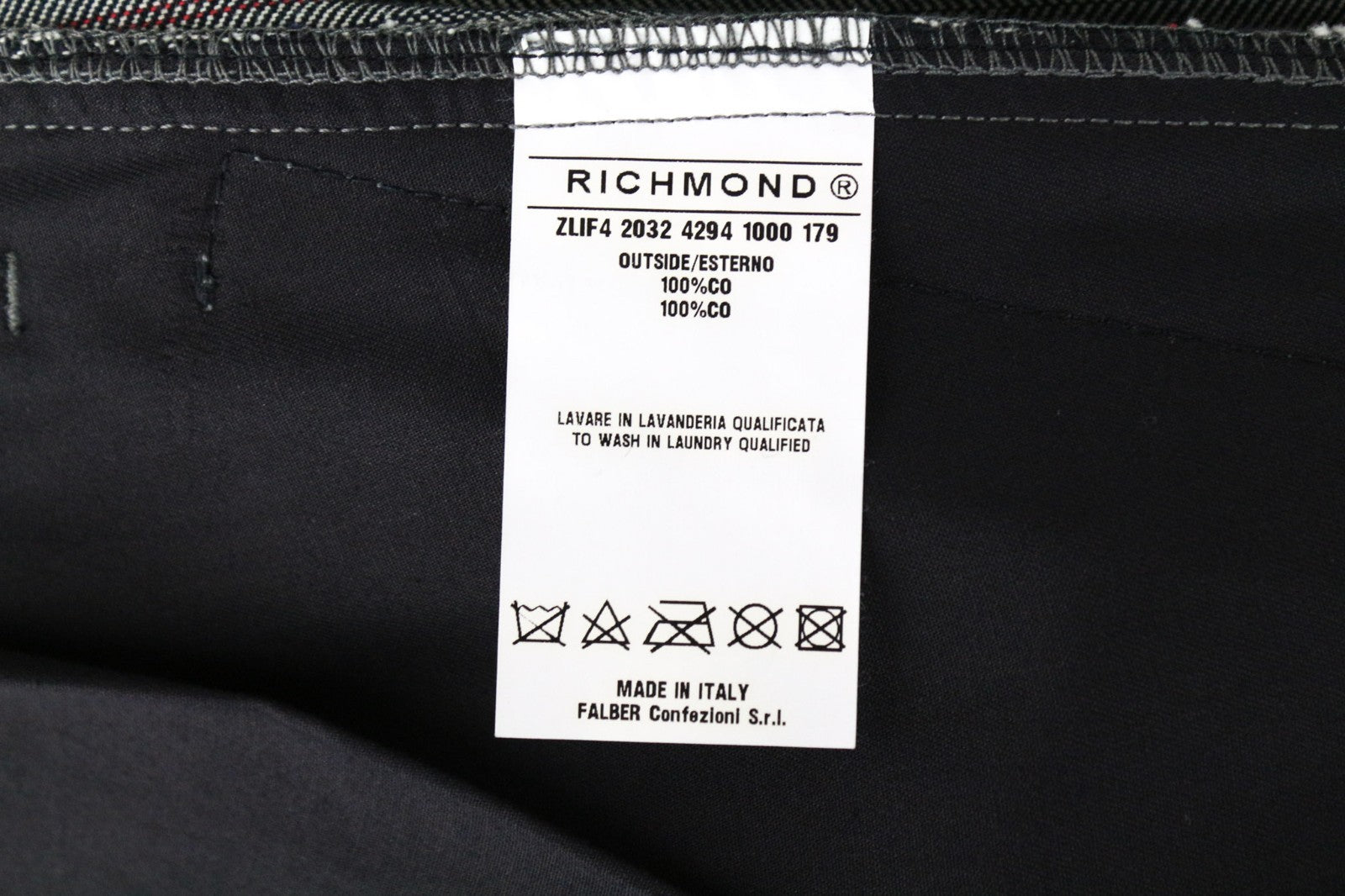 RICHMOND Men Trousers 48 W37 Grey Pure Cotton Striped Pattern Button-Fly
