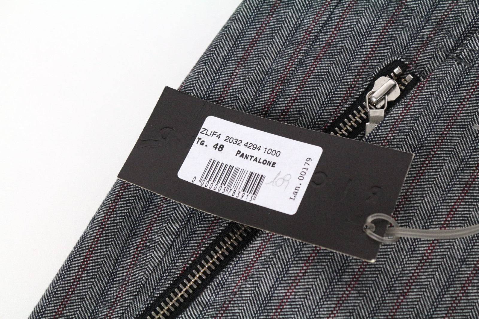 RICHMOND Men Trousers 48 W37 Grey Pure Cotton Striped Pattern Button-Fly