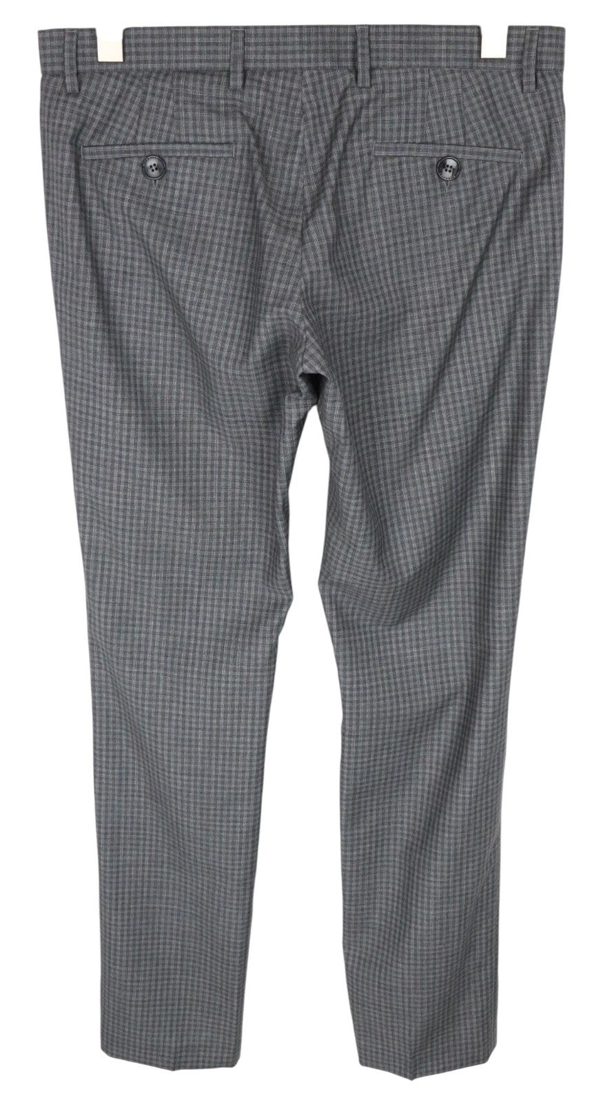 RICHMOND Men Trousers 48 W35 Grey Pure Wool Checked Pattern Pleated Front
