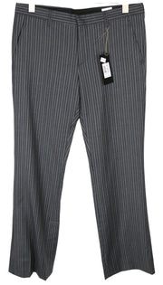 RICHMOND Men Trousers 48 W35 Grey Pure Wool Striped Pattern Formal