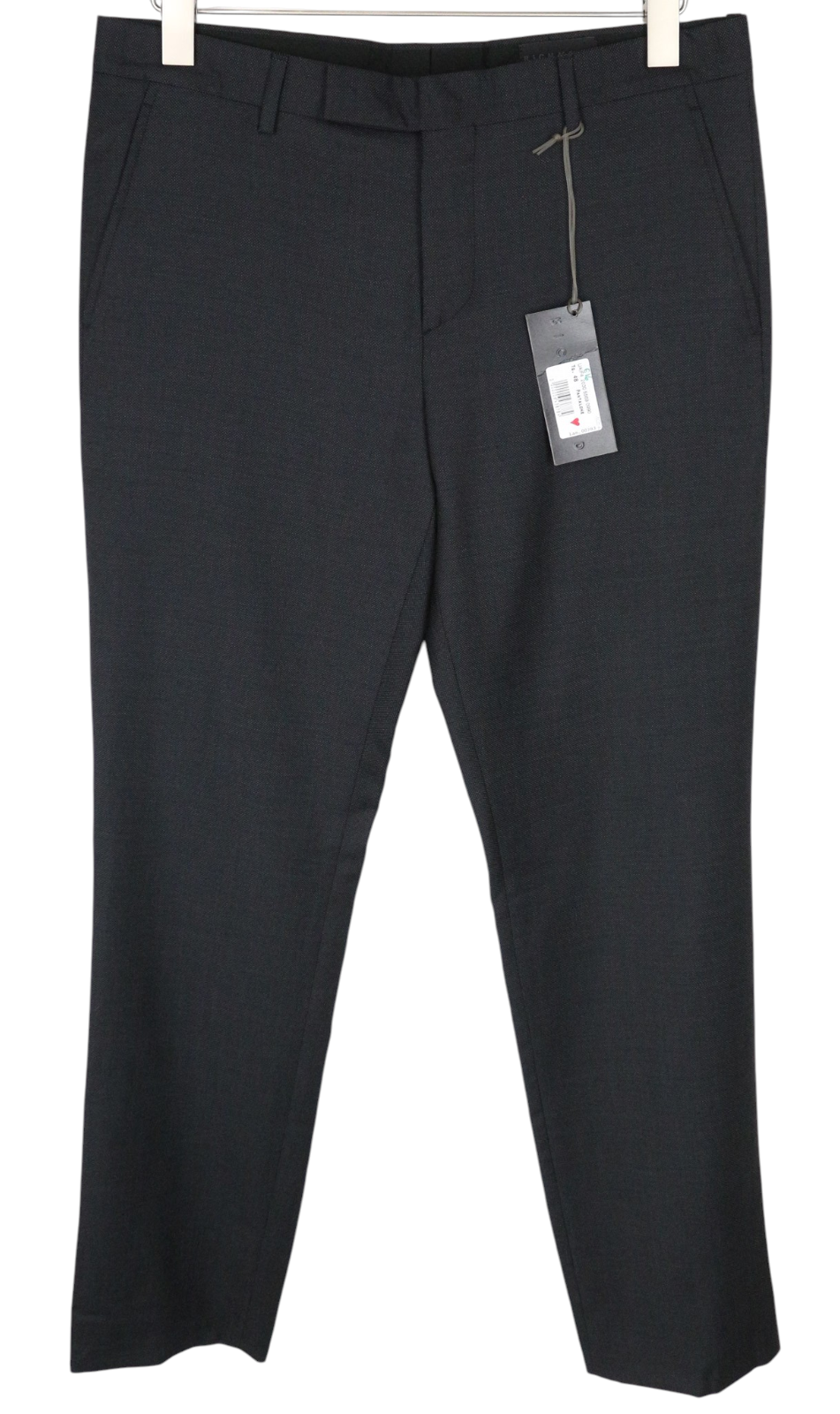 RICHMOND Men Trousers 48 W35 Dark Grey Pure Wool Pleated Front Formal