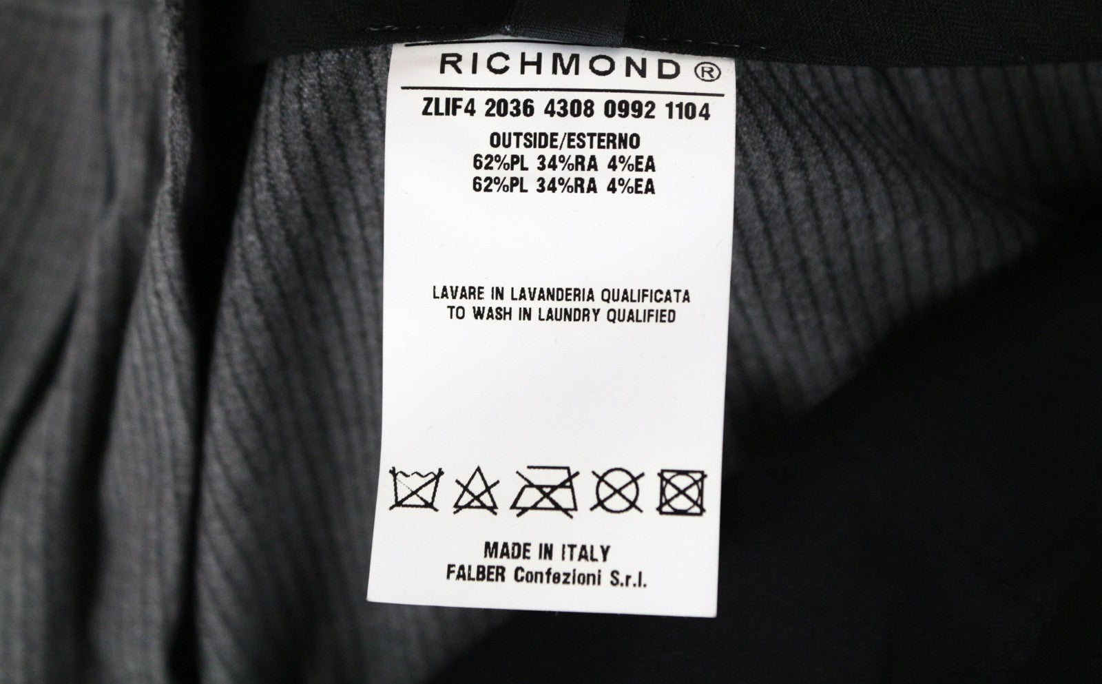 RICHMOND Men Trousers 48 W35 Grey Pure Wool Stripe Patterns Classic