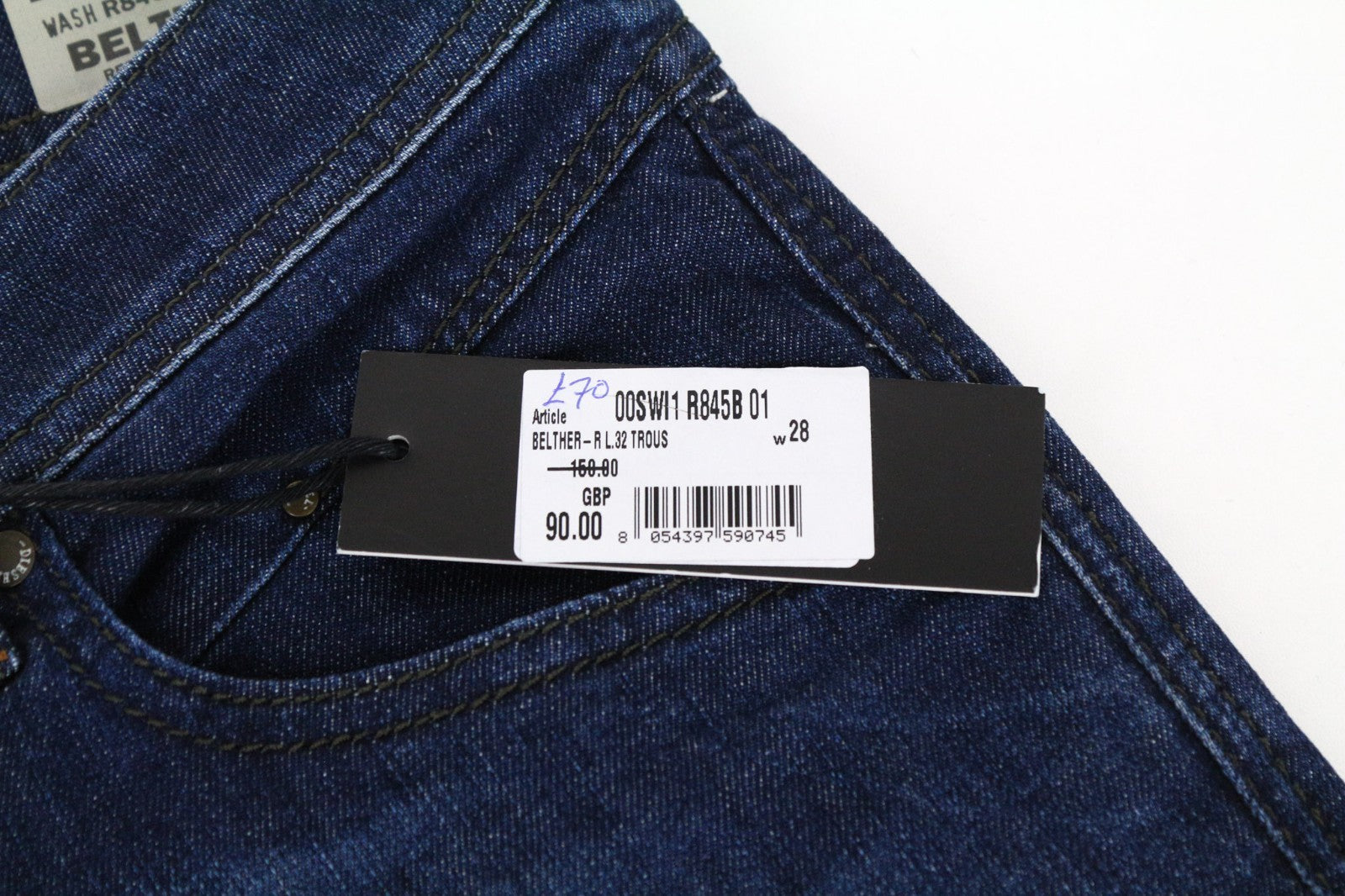 DIESEL Belther-R R845B Men Jeans W28/L32 Slim Tapered Washed Blue Stretch