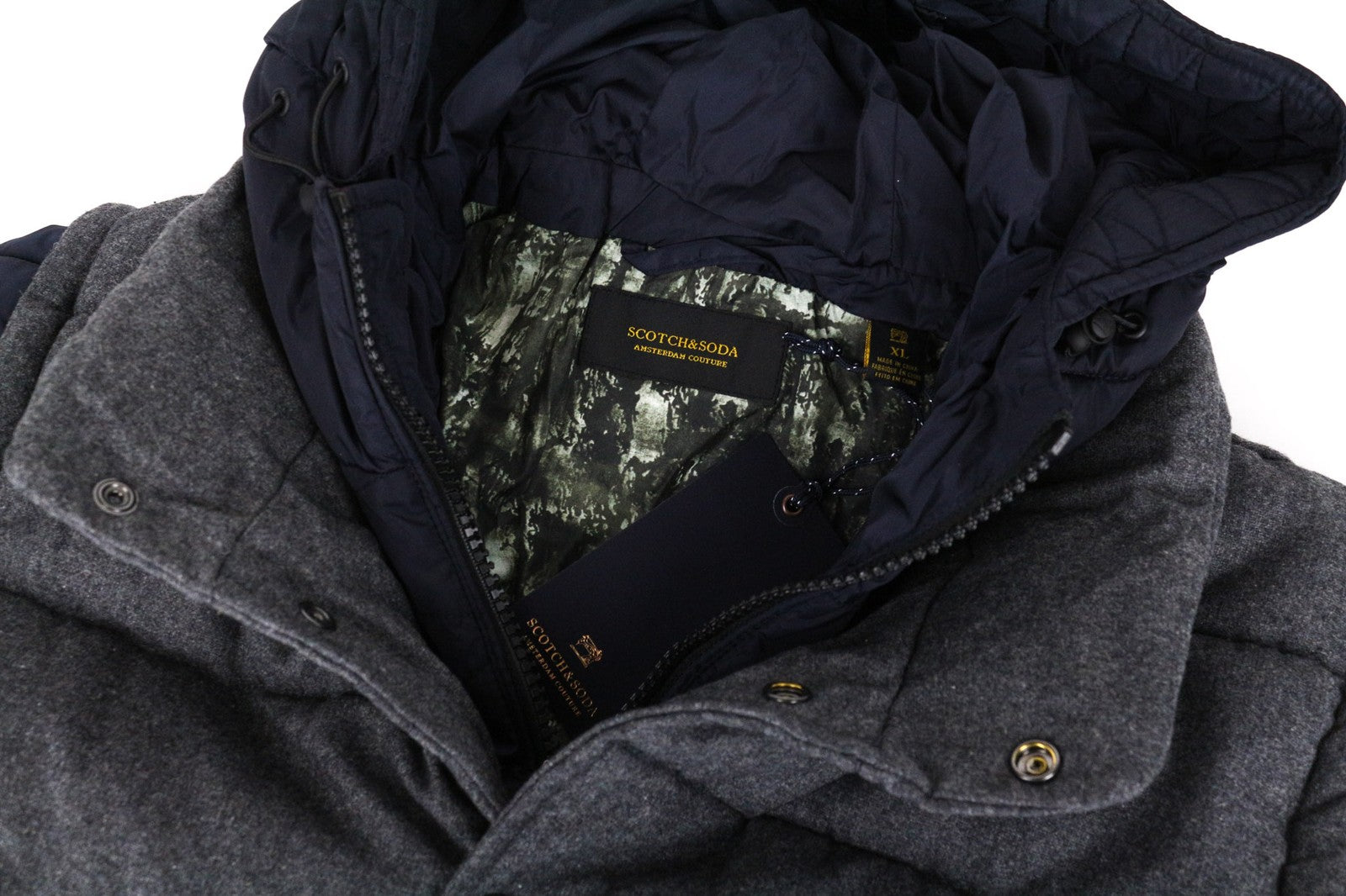 SCOTCH & SODA Ams Couture Men Jacket XL Navy Grey Padded Lined 2in1 Gilet