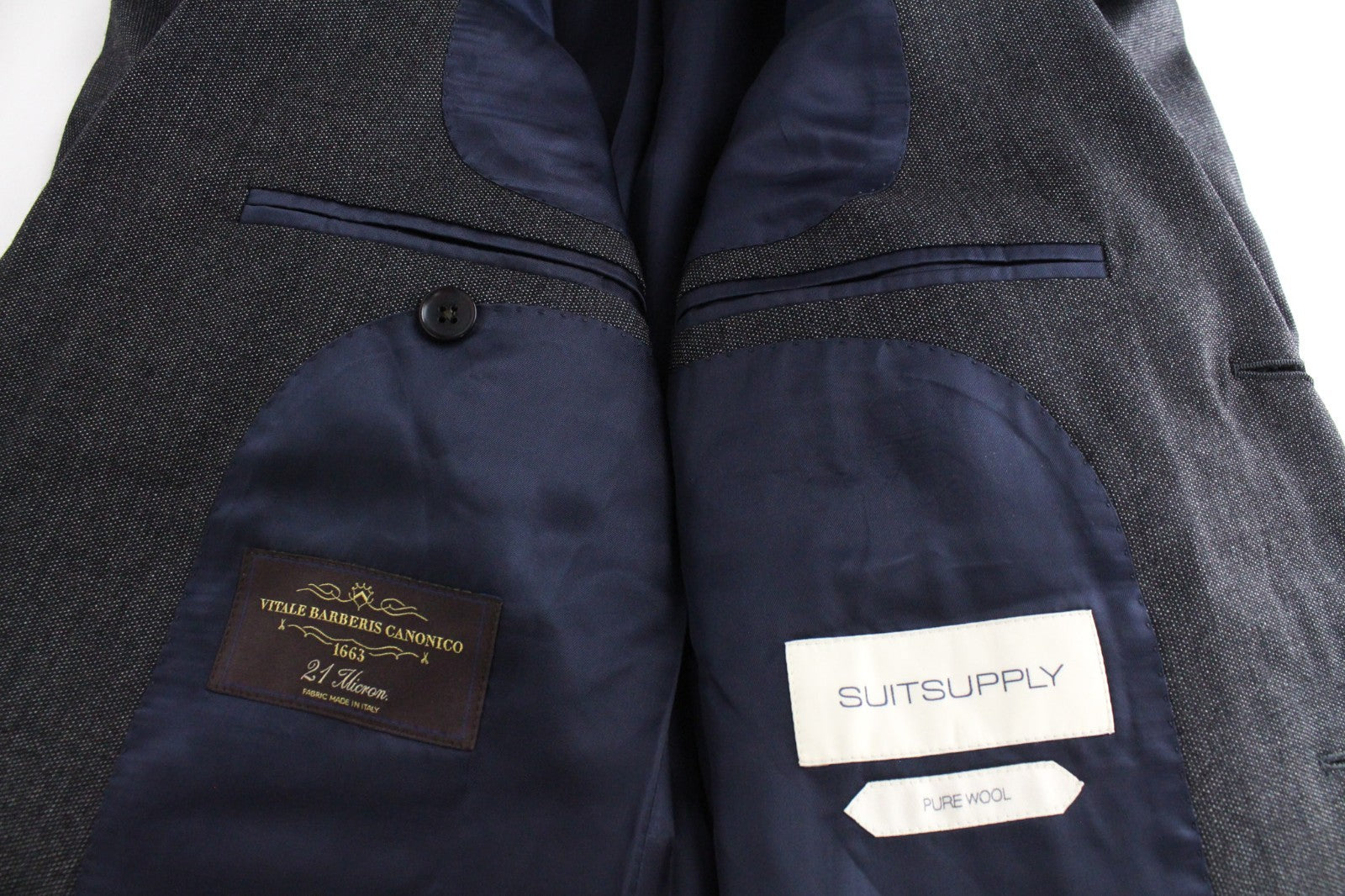 SUITSUPPLY Washington Men Blazer UK36R Grey Extra Slim Birdseye Check Pure Wool