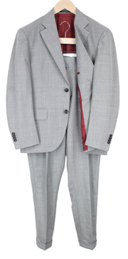 SUITSUPPLY La Spalla Men Suit UK40R Grey 2-Piece Slim Melange Tropical Wool