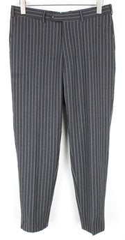 SUITSUPPLY Brescia Men Trousers UK38R Grey Slim Pinstriped Pure Wool Flat-Front