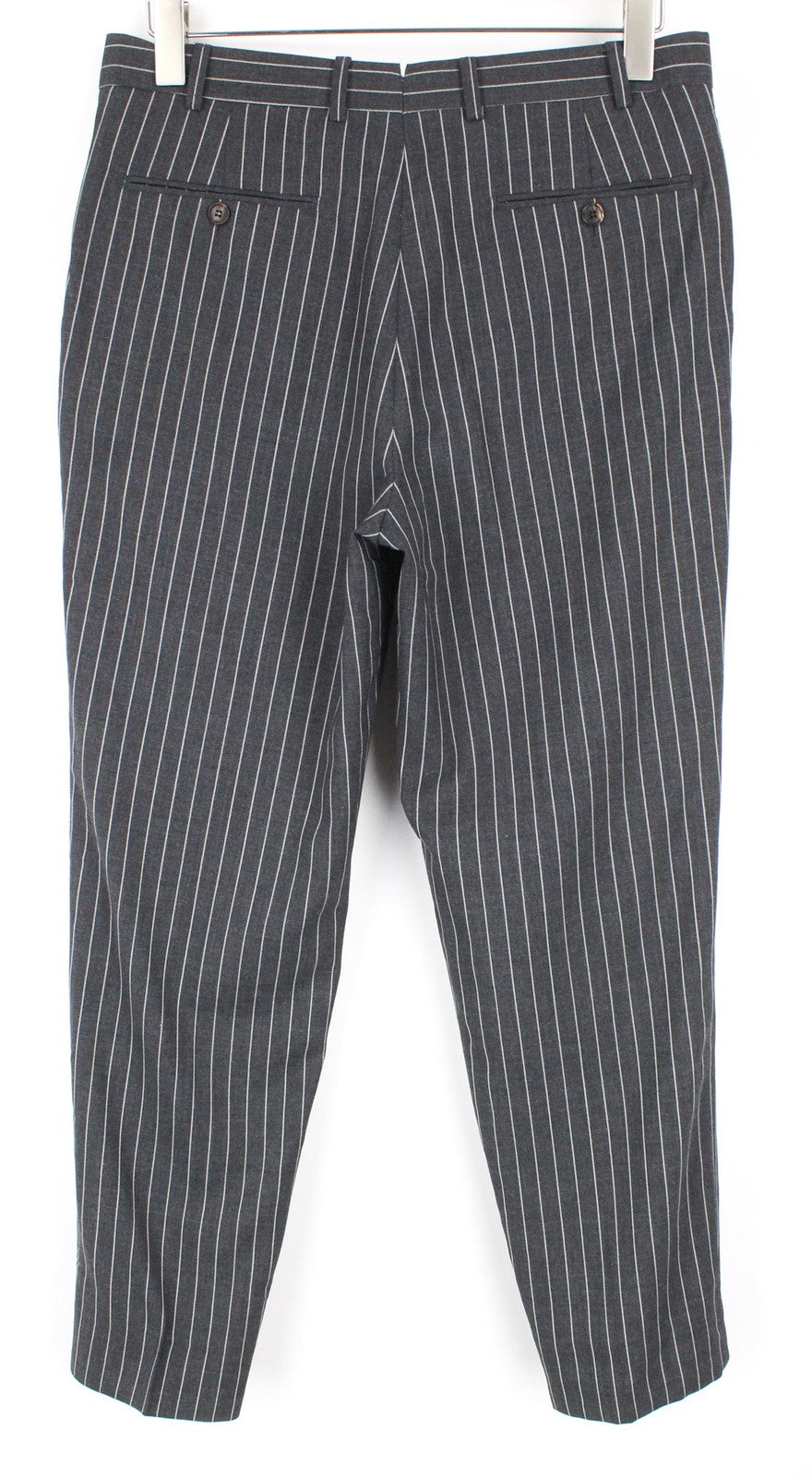 SUITSUPPLY Brescia Men Trousers UK38R Grey Slim Pinstriped Pure Wool Flat-Front