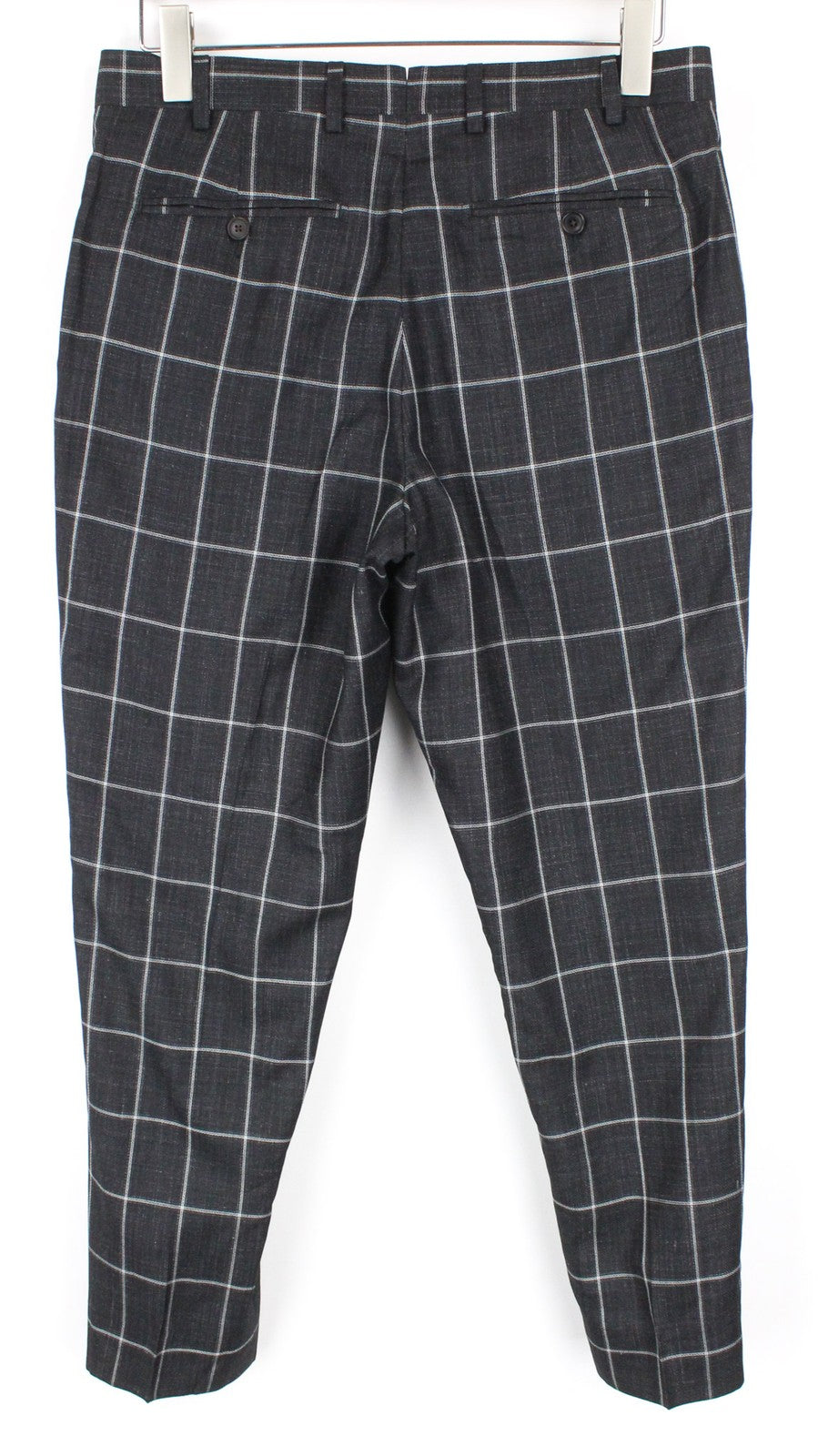 SUITSUPPLY Brescia Men Trousers UK38S Silk Wool Linen Dark Grey Slim Checked