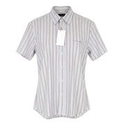 RICHMOND Men Shirt IT48 M Red Striped Melange Button Up Cotton Poplin