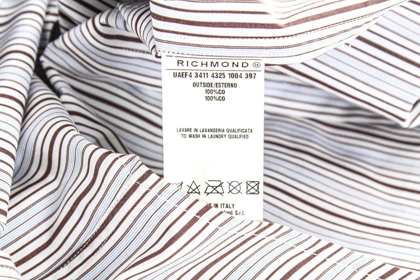 RICHMOND Men Shirt IT48 M Red Striped Melange Button Up Cotton Poplin