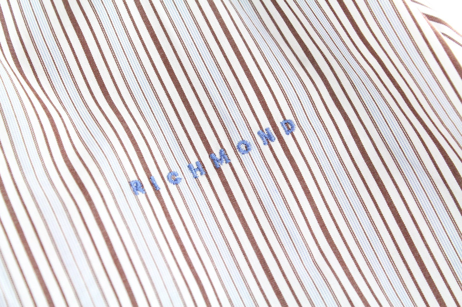 RICHMOND Men Shirt IT48 M Red Striped Melange Button Up Cotton Poplin