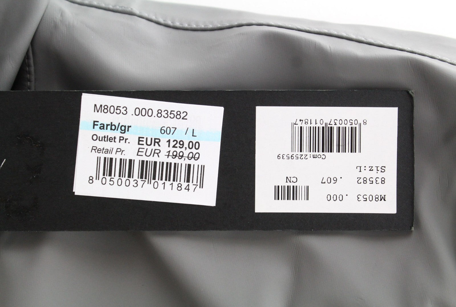 REPLAY Men Jacket L Grey Rubber Coated Unlined Taped Seams Mid-Length Hooded