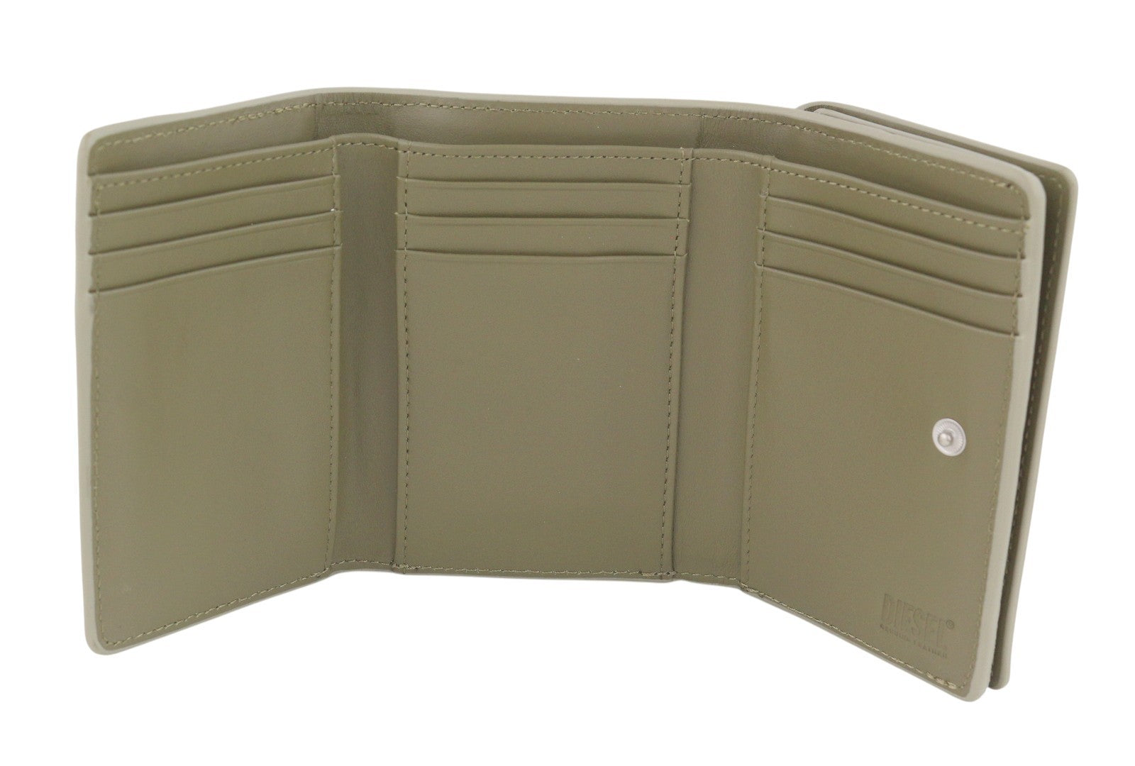 DIESEL Tri-Fold Coin Women Wallet OS Grey Genuine Leather Patterned RRP210