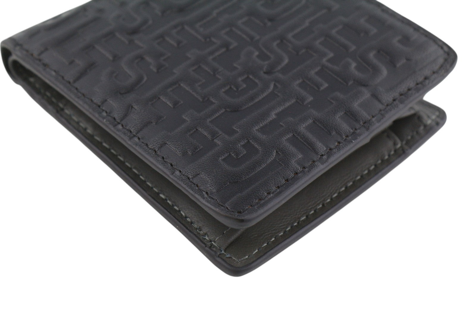 DIESEL PC Monogram BI-Fold Men Wallet OS Black Cow Leather Logo All-Over RRP185