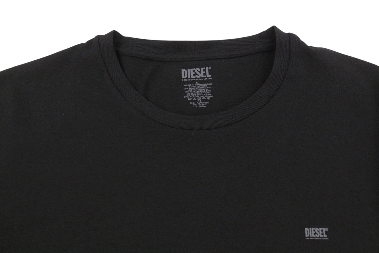 DIESEL UMTEE-Randal-Tube-Twopack Men T-Shirt L Black Tricot Slim Short Sleeve