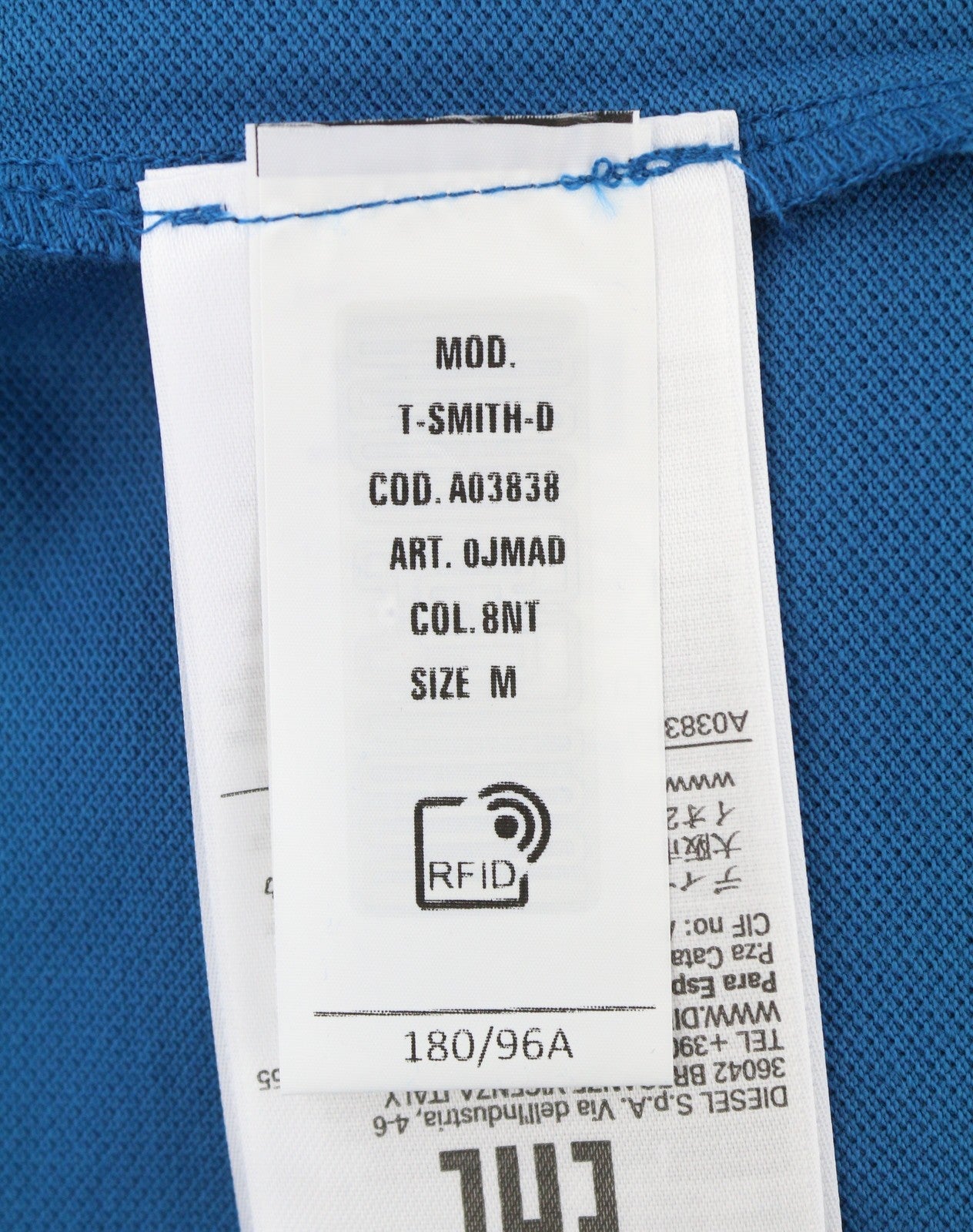 DIESEL T-Smith-D Men Polos M Blue Cotton Half Button Short Sleeve