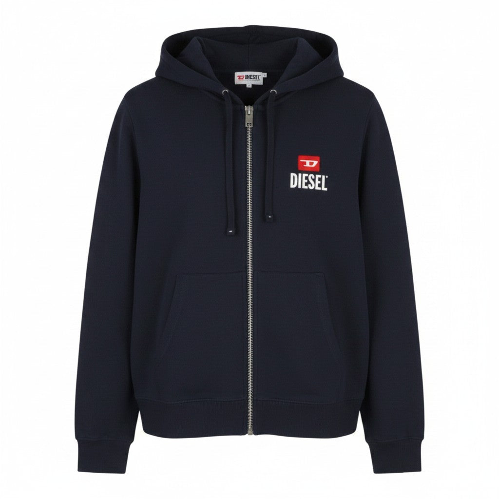 DIESEL S-Ginn-Hood-Zip 250209 Off Men Hoodie XL Dark Blue Cotton Full Zip RRP175