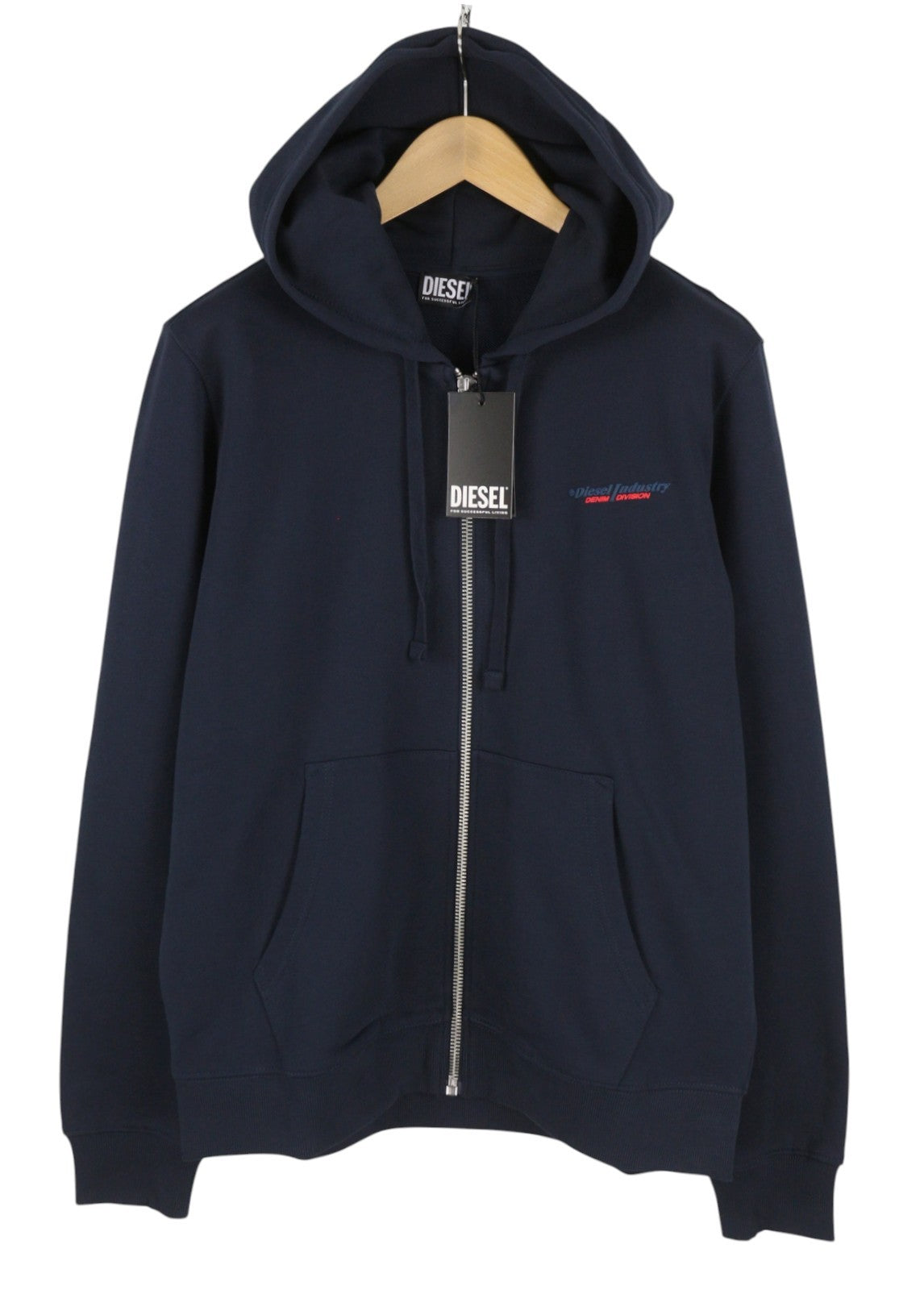 DIESEL S-Ginn-Hood-Zip 250209 Off Men Hoodie L Dark Blue Cotton Full Zip RRP175