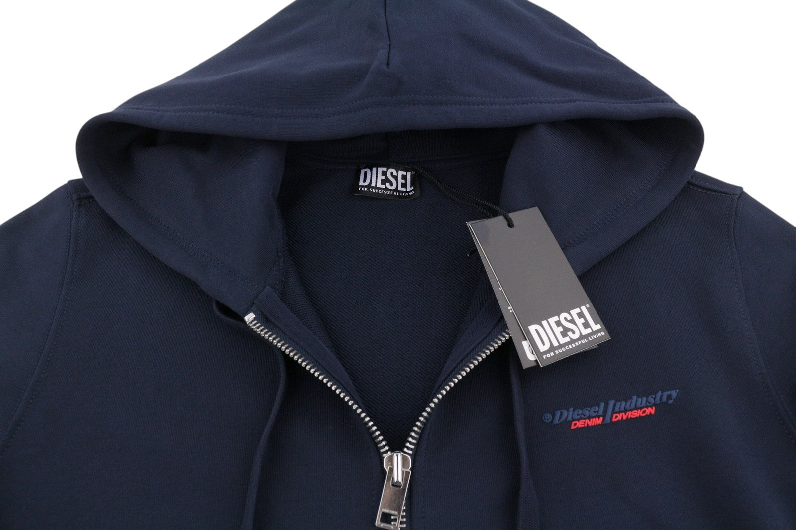 DIESEL S-Ginn-Hood-Zip 250209 Off Men Hoodie L Dark Blue Cotton Full Zip RRP175