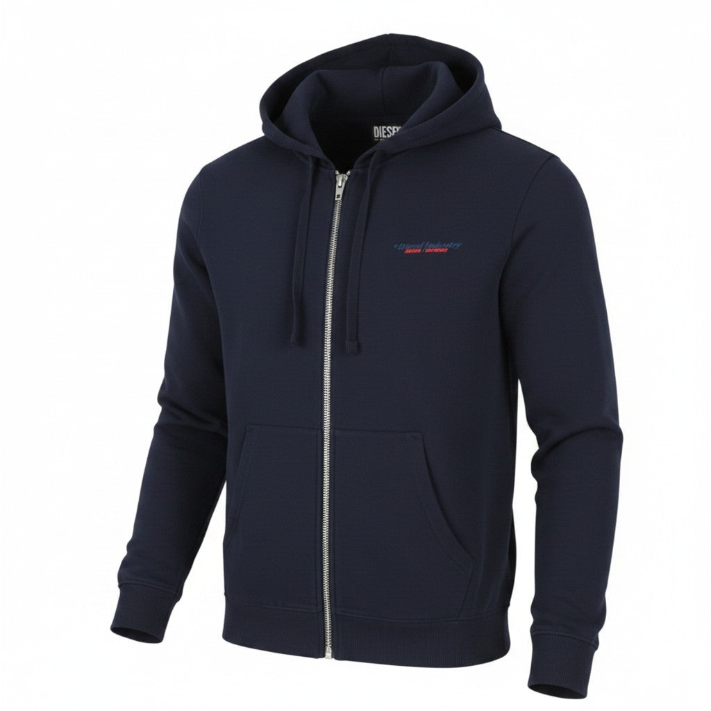 DIESEL S-Ginn-Hood-Zip 250209 Off Men Hoodie XL Dark Blue Cotton Full Zip RRP175