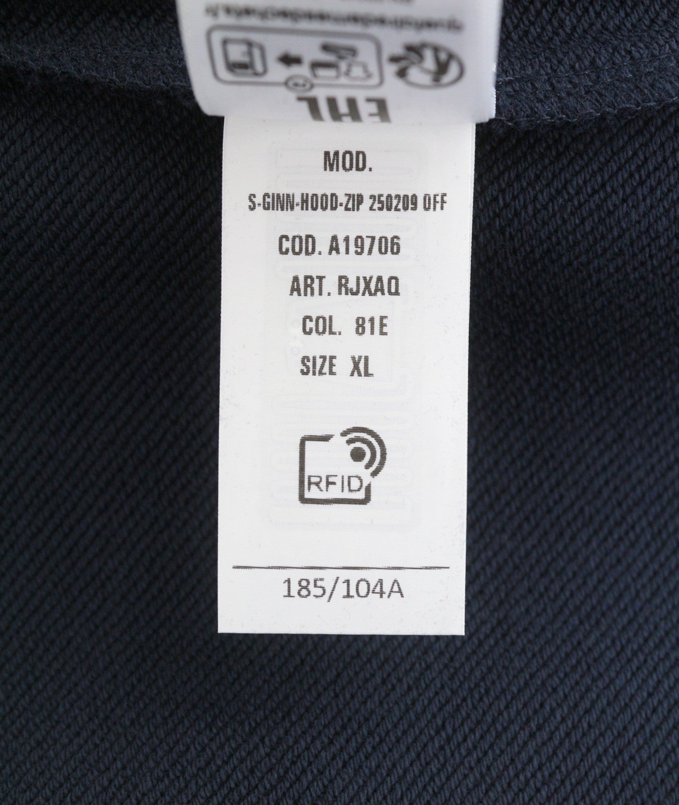 DIESEL S-Ginn-Hood-Zip 250209 Off Men Hoodie XL Dark Blue Cotton Full Zip RRP175