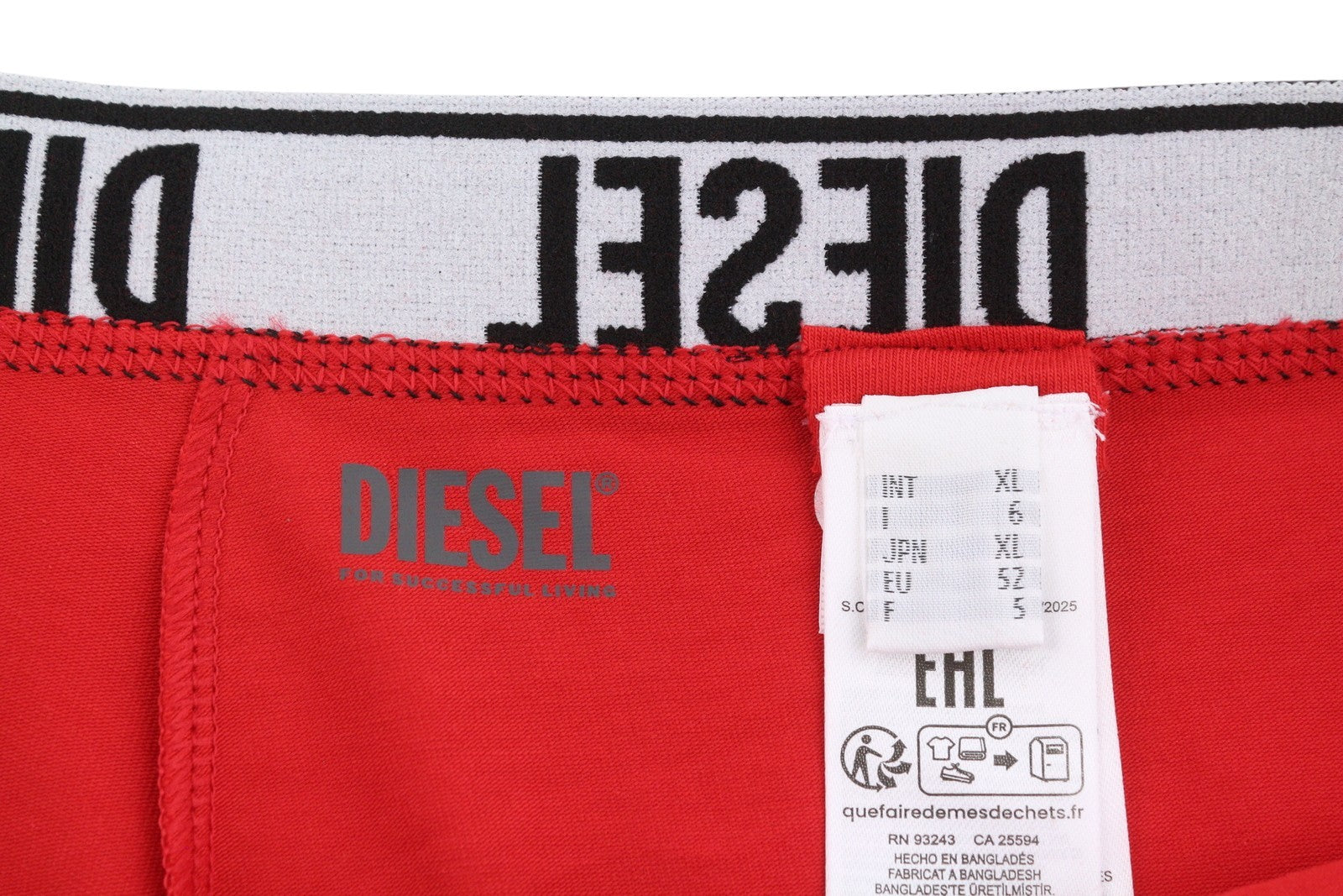 DIESEL UMBX-Shawnthreepack-RG Men Underwear XL Elastic Waist Trunks Boxer 3PC