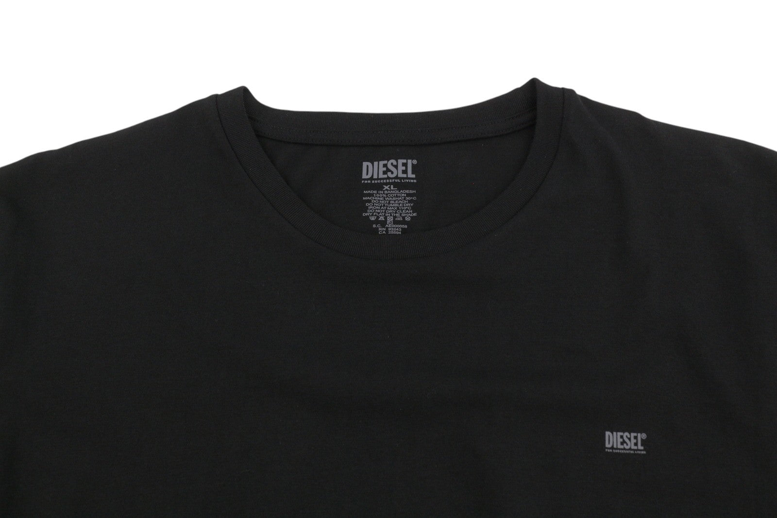 DIESEL UMTEE-Randal-Tube-Twopack Men T-Shirt XL Black Tricot Slim Short Sleeve