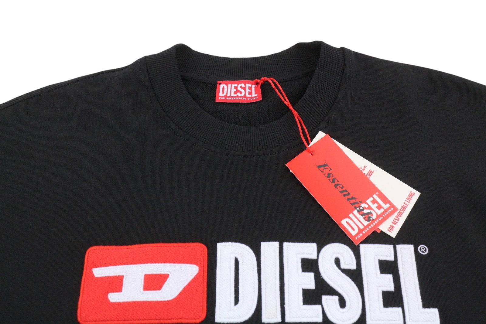 DIESEL S-Boxt-Div Men Sweatshirt XL Black Crew Neck Long Sleeve Pull On RRP150