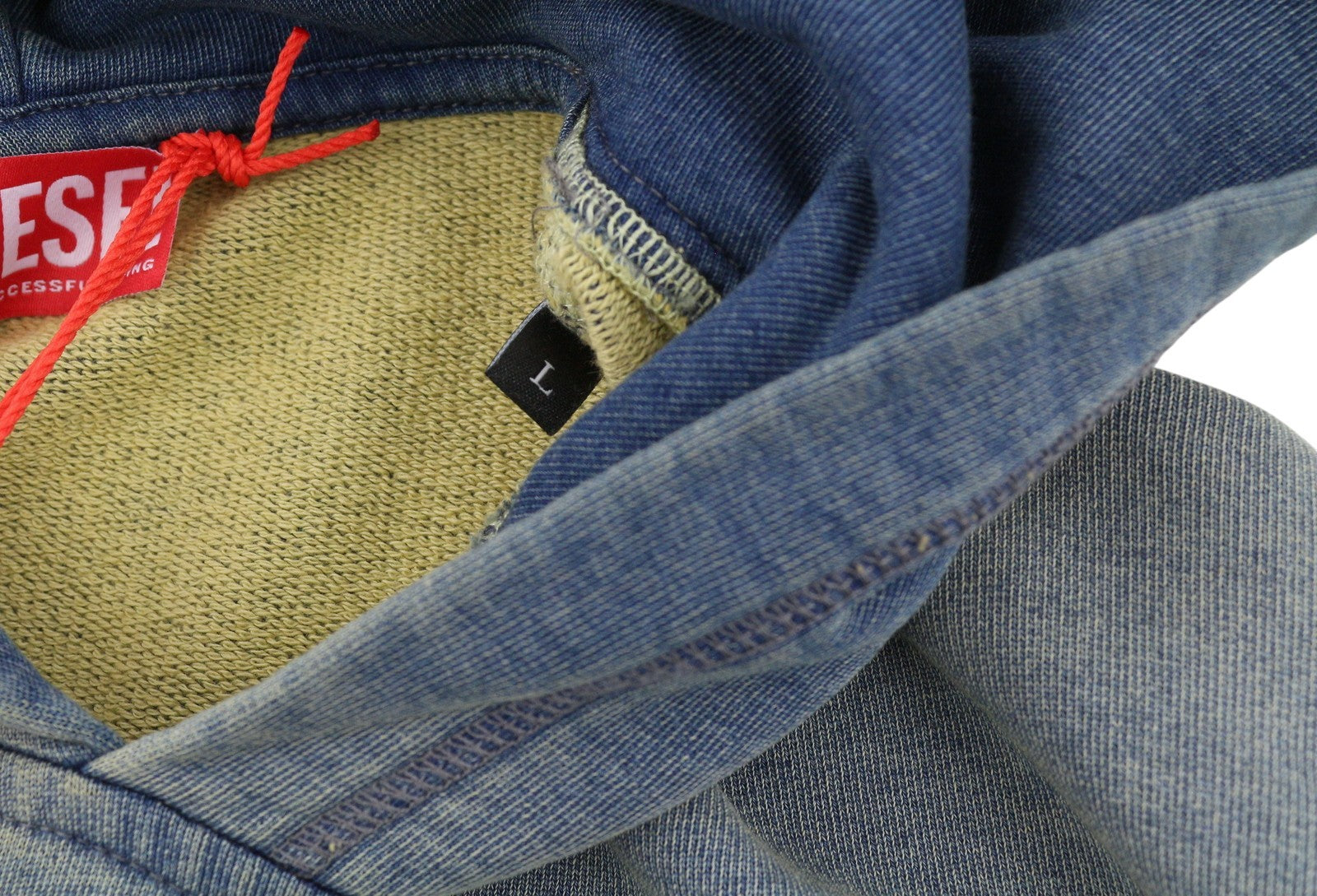 DIESEL S-Boxt-Hood-R6 Men Hoodie L Blue Washed Kangaroo Pocket Pull On RRP250