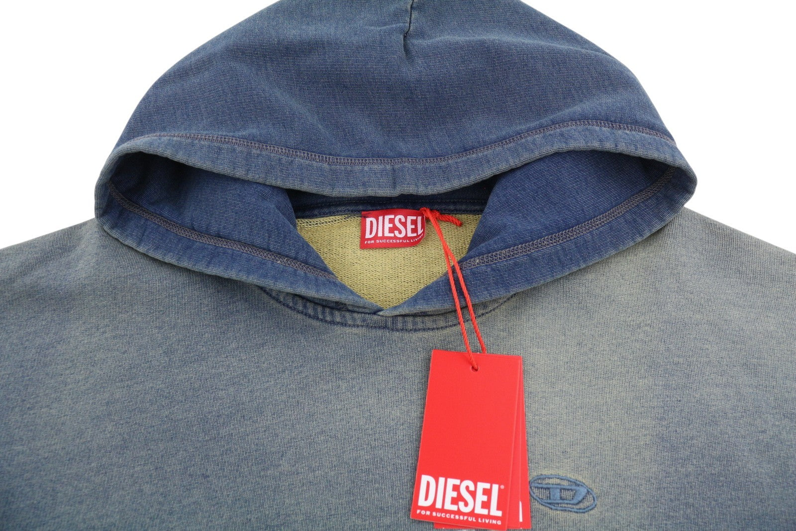DIESEL S-Boxt-Hood-R6 Men Hoodie L Blue Faded Kangaroo Pocket Pull On RRP250