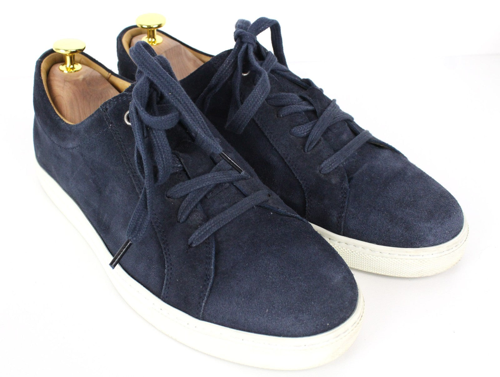 SUITSUPPLY Men Sneakers EU40 Marine Blue Suede Calf Leather Low-Top Classic