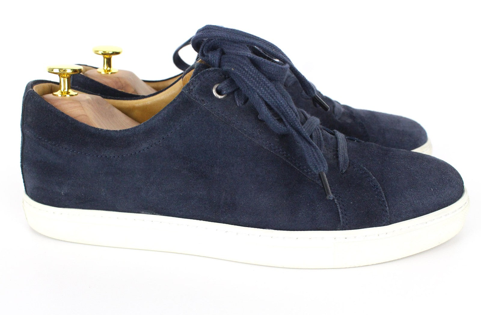 SUITSUPPLY Men Sneakers EU40 Marine Blue Suede Calf Leather Low-Top Classic