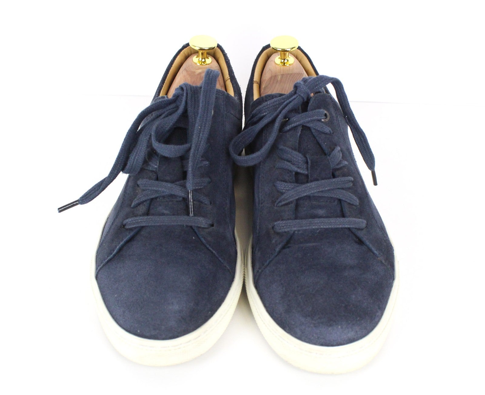 SUITSUPPLY Men Sneakers EU40 Marine Blue Suede Calf Leather Low-Top Classic