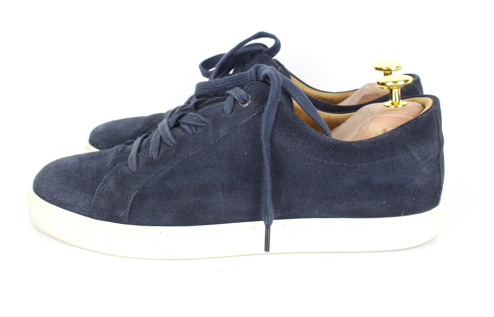 SUITSUPPLY Men Sneakers EU40 Marine Blue Suede Calf Leather Low-Top Classic
