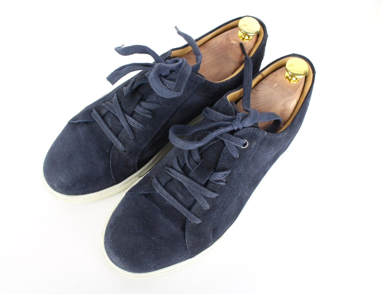 SUITSUPPLY Men Sneakers EU40 Marine Blue Suede Calf Leather Low-Top Classic