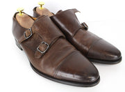 SUITSUPPLY Men Formal Shoes EU42.5 Mid Brown Leather Double Monk Strap Classic