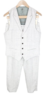 SUITSUPPLY Ferrara Men Suit UK36R Patterned Linen Trousers Vest Grey 2Piece