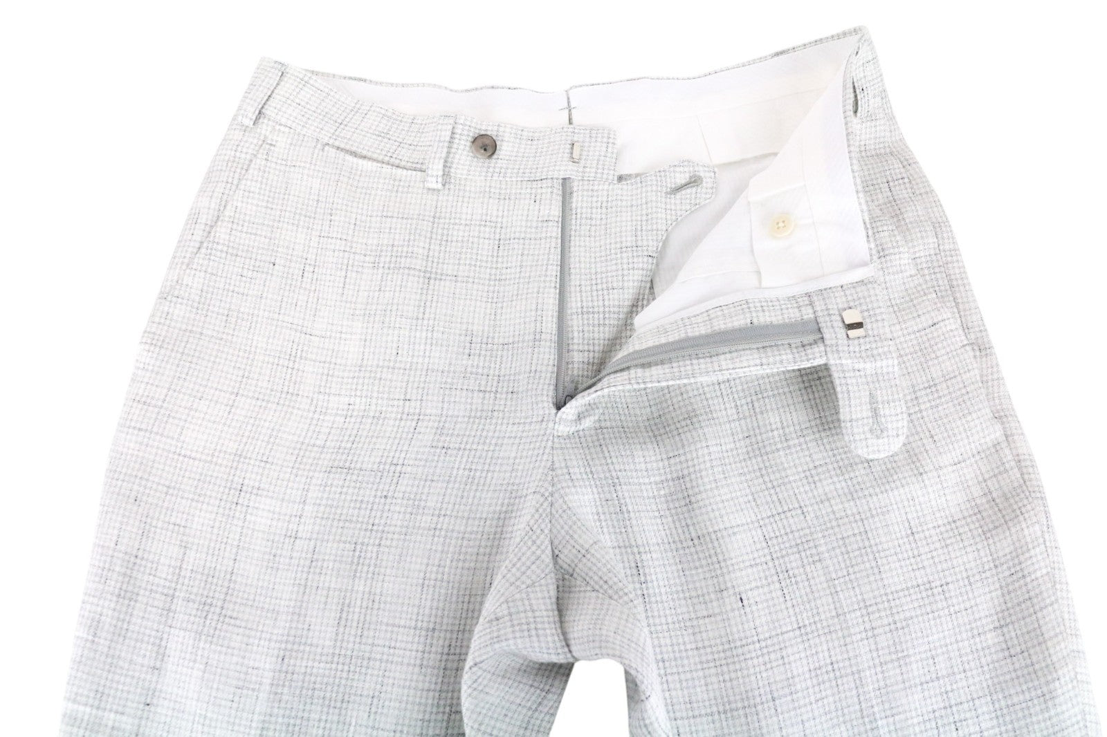 SUITSUPPLY Ferrara Men Suit UK36R Patterned Linen Trousers Vest Grey 2Piece