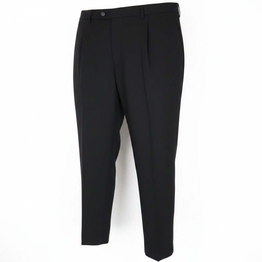 SUITSUPPLY Brescia Men Trousers UK40R Black Wool Stretch Pleated Front Classic