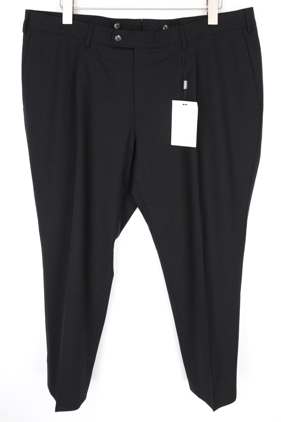 SUITSUPPLY Brescia Men Trousers UK40R Black Wool Stretch Pleated Front Classic