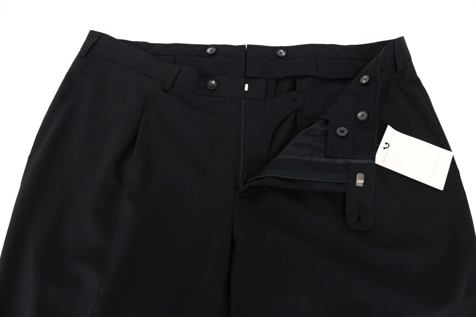 SUITSUPPLY Brescia Men Trousers UK40R Black Wool Stretch Pleated Front Classic