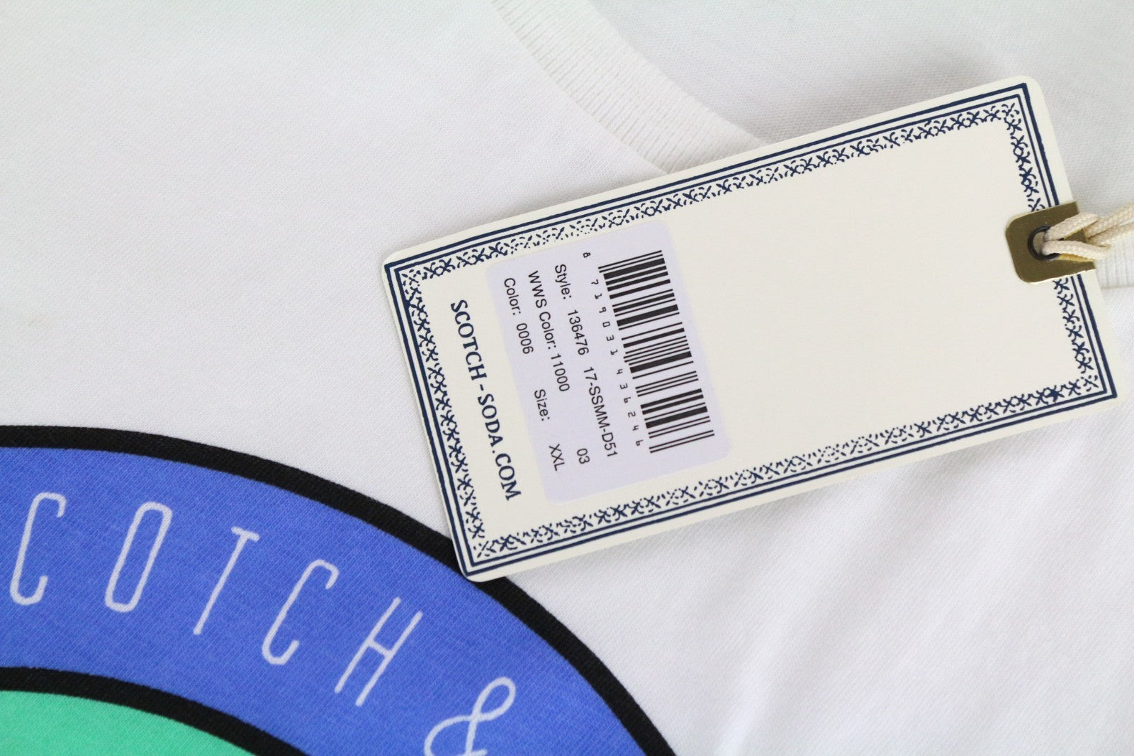 SCOTCH & SODA Ams Couture Men T-Shirt 2XL White Pure Cotton Short Sleeved Logo