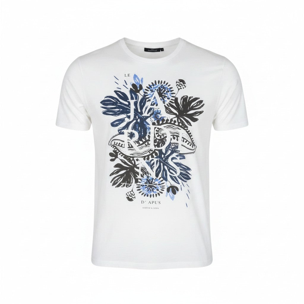 SCOTCH & SODA Ams Couture Men T-Shirt 2XL White Cotton Short Sleeved Pull On